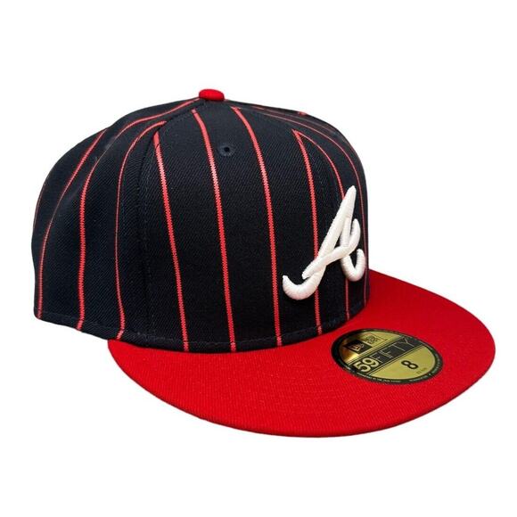 New Era 59FIFTY Atlanta‎ Braves City Arch Fitted Hat Navy Red Size 8 - Picture 3 of 8